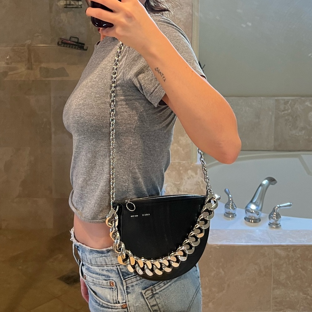 KARA New York Black Crossbody with Silver Chain